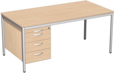 Schreibtisch 160 cm mit 1 Hängecontainer Buche