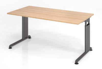 Schreibtisch Zell 160 cm Eiche Grafit mit Seitenblenden