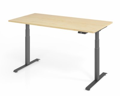 elektrisch höhenverstellbarer Schreibtisch 160x80 cm Baselite Ahorn Grafit