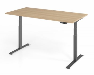 elektrisch höhenverstellbarer Schreibtisch 160x80 cm Baselite Eiche Grafit