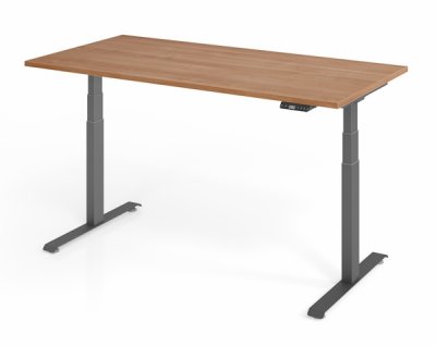 elektrisch höhenverstellbarer Schreibtisch 160x80 cm Baselite Nussbaum Grafit