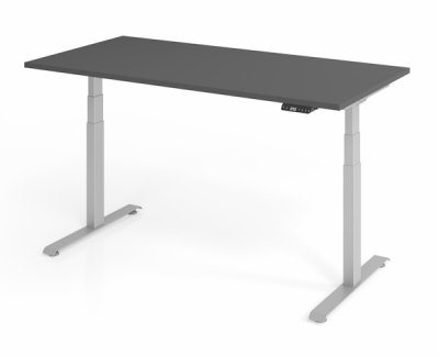 elektrisch höhenverstellbarer Schreibtisch 160x80 cm Baselite Grafit Silber