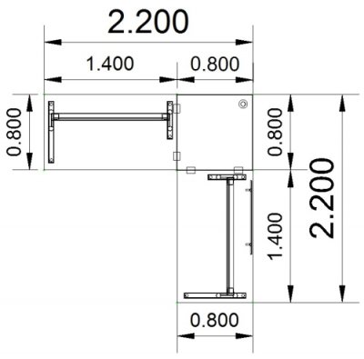 Schreibtischkombination TEN3 Stellfläche