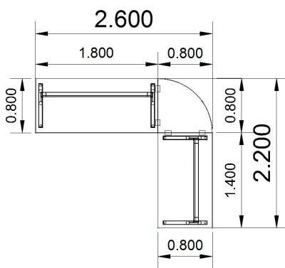 Schreibtischkombination TEN4 Stellfläche