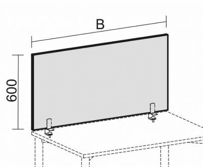 Schreibtischtrennwand pro Akustik 60 cm hoch Zeichnung