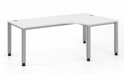 Winkelschreibtisch 200x120 cm Silber Weiß