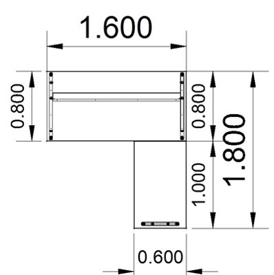 Winkelschreibtisch Artline 160x180 cm  Stellfläche