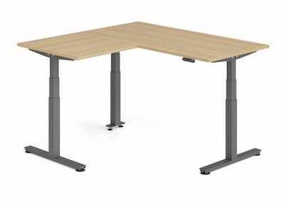 Winkelschreibtisch DSM 160x160cm elektrisch höhenverstellbar Grafit-Eiche