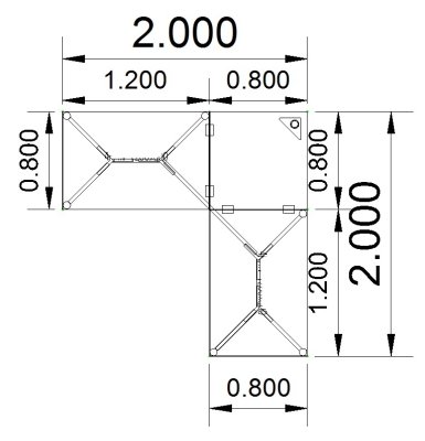 Winkelschreibtisch GAV1 200x200 cm anthrazit Stellfläche