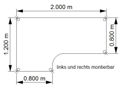 Winkelschreibtisch Nürnberg Maße