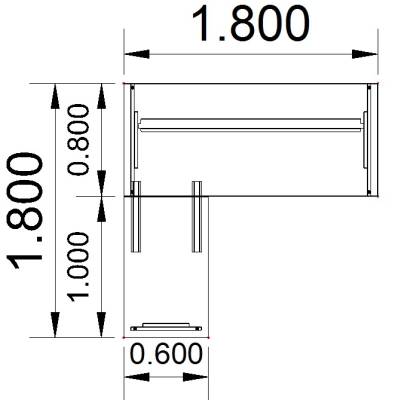 Winkelschreibtisch Form4 Wangengestell 180x180 cm Stellfläche