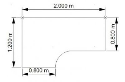 Winkelschreibtisch ONE 200 cm links Maße