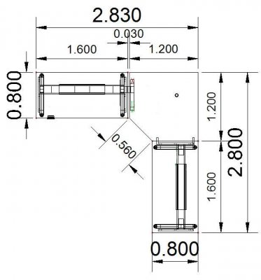 Winkelschreibtisch XBM9 283x280 cm Stellfläche