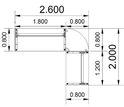 Winkelschreibtisch Z6 Stellfläche