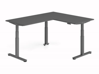 Winkelschreibtisch DSM 160x200 cm elektrisch höhenverstellbar Grafit-Grafit