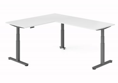 Winkelschreibtisch DSM 180x240 cm elektrisch höhenverstellbar Grafit-Weiss