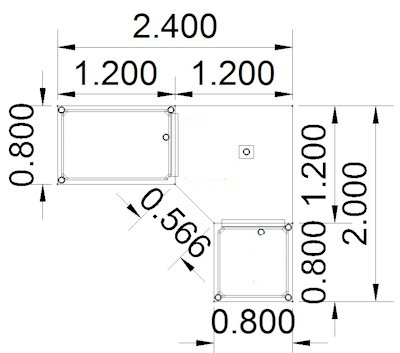 Schreibtischkombination HE2 240x200 cm Stellfläche