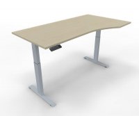 elektrisch höhenverstellbarer PC-Schreibtisch GE11 180x80/100 cm Silber-Ahorn