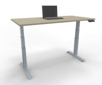 Schreibtisch 160 x 80 cm GP16 elektrisch höhenverstellbar Tischplatte Ahorn Gestell Silber