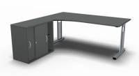 PC-Schreibtisch links Anstellcontainer Onyx-Grau