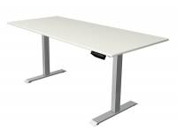 Steh-Sitz-Schreibtisch KM1M 180x80cm Weiß-Silber