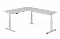 Winkelschreibtisch DSM 180x240 cm elektrisch höhenverstellbar Silber-Lichtgrau